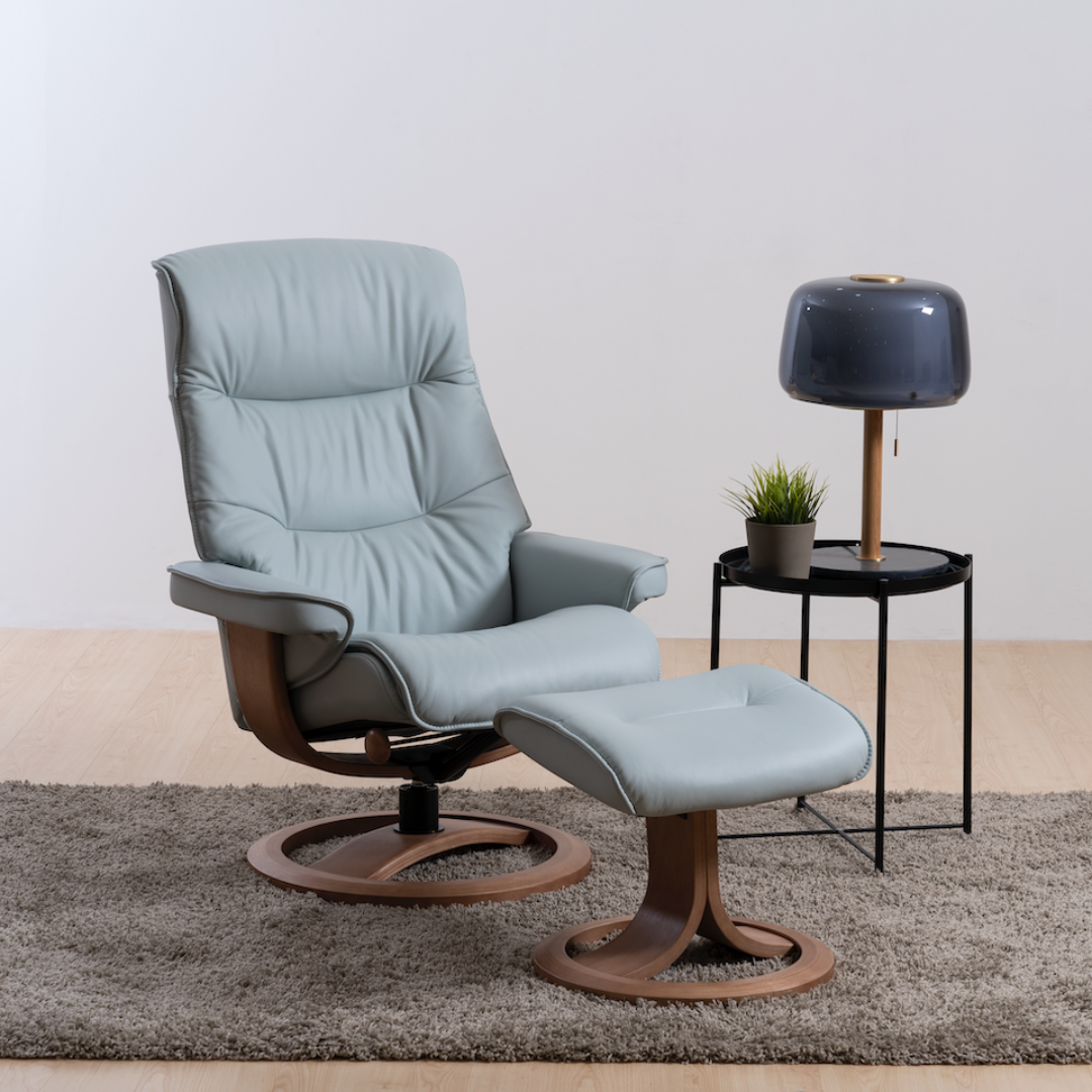 Nordic Chair with Ottoman Ring Base - Nature Beech