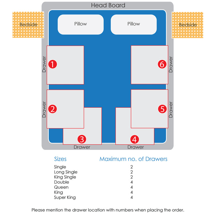 Queen bed base with drawers